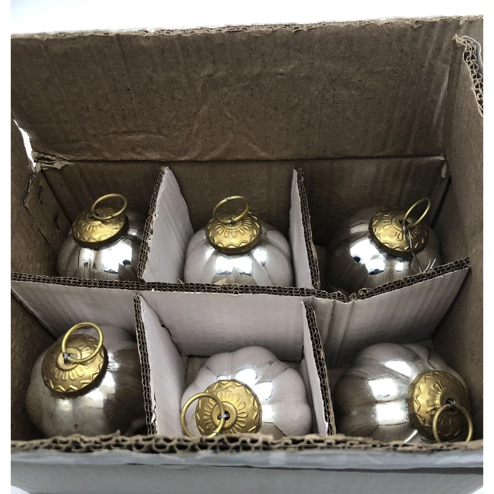 Silver pumpkins Christmas ornaments  India Vintage Kugel Mercury glass
